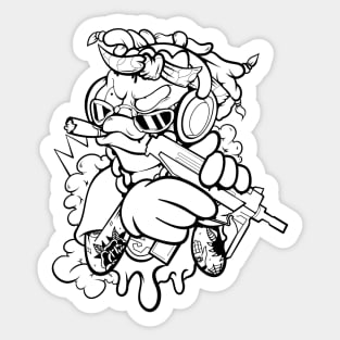 Dope masked off Slluks character is ready for war illustration Sticker